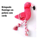 Brinquedo de Pelúcia Flamingo com Corda e Apito para Cães Pet