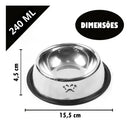 Kit com 2 Potes Pet em Aço Inox para Ração e Água Cães e Gatos Cinza