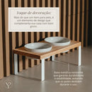 Comedouro Duplo Elevado Suspenso em Madeira com Tigelas para Cães e Gatos