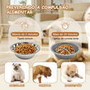 Comedouro e Bebedouro Elevado Linlight em Inox Ajustável Antiderrapante Preto