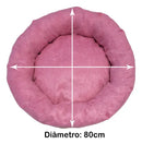 Cama Pet Redonda Grande Antifriagem Lavável 80x80 para Cachorros Rosa