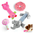 Kit 4 Brinquedos de Pelúcia Ursinho com Som para Cães e Gatos Cor Rosa