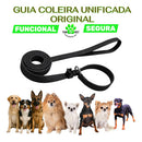 Guia Unificada 2m com Coleira Enforcador para Cães Adestramento