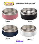 Comedouro Pet Madog em Inox Antiderrapante 1L Branco para Ração e Água