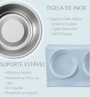 Comedouro e Bebedouro Pet Duplo em Inox para Cães e Gatos Cor Verde