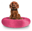 Caminha Pet Redonda de Pelúcia Macia para Cães e Gatos Rosa Aleplush