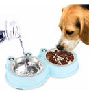 Comedouro e Bebedouro Pet Duplo em Inox para Cães e Gatos Sapinho Azul