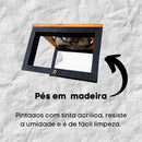 Comedouro Pet Elevado com 2 Tigelas Inox Tamanho G Cor Madeira