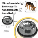 Comedouro e Bebedouro Pet em Inox 900ml para Ração e Água