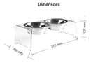 Comedouro Pet Elevado em Acrílico com 2 Tigelas Inox para Cães e Gatos