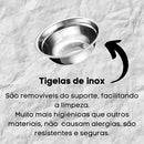 Comedouro Pet Elevado com 2 Tigelas Inox Tamanho G Cor Madeira