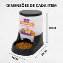 Kit Comedouro e Bebedouro Automático Pet 3L para Cães e Gatos Preto