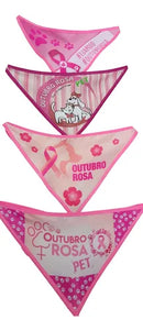 Kit Bandanas e Laços Pet Outubro Rosa Tamanho M Acessórios Temáticos