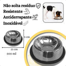 Comedouro e Bebedouro Pet em Inox 500ml para Cães e Gatos