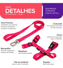 Peitoral com Guia para Cachorro Basic Pet Tamanho Grande Rosa