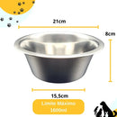 Kit com 2 Comedouros Hoda Pet em Aço Inox 1600ml Fundo Resistente