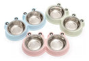 Comedouro e Bebedouro Pet Duplo em Inox para Cães e Gatos Sapinho Azul