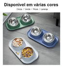 Comedouro e Bebedouro Pet Duplo em Inox para Cães e Gatos