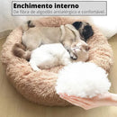 Caminha Nuvem Pet Redonda de Pelúcia 50cm para Cães e Gatos Marrom Claro