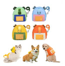 Coleira Peitoral Pet com Mochila Porta Saquinho para Passeio Tamanho P Laranja