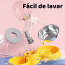 Comedouro e Bebedouro Automático Elevado Pet para Cães e Gatos Cor Amarelo