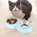 Comedouro e Bebedouro Pet Duplo em Inox para Cães e Gatos Sapinho Azul