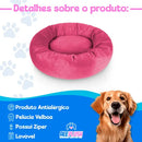 Caminha Pet Redonda de Pelúcia Macia para Cães e Gatos Rosa Aleplush