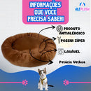 Caminha Pet Redonda de Pelúcia para Cães e Gatos Tamanho G Cor Marrom
