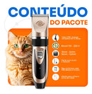 Kit Máquina de Tosa Pet Silenciosa Sem Fio Recarregável USB para Cães e Gatos Dourada