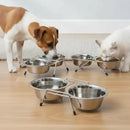 Kit 2 Comedouro e Bebedouro Pet Duplo em Inox para Cães e Gatos