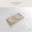 Comedouro Duplo Elevado Suspenso em Madeira com Tigelas para Cães e Gatos