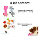 Kit 4 Brinquedos de Pelúcia Ursinho com Som para Cães e Gatos Cor Rosa