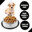 Kit com 2 Potes Pet em Aço Inox para Ração e Água Cães e Gatos Cinza